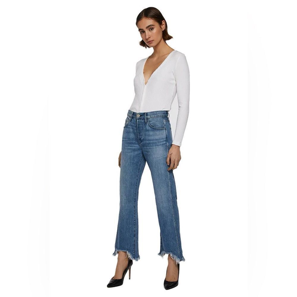 3x1 NY Austin Cropped Jeans Medium Wash Size 29 Byrd Straight Leg high Waisted